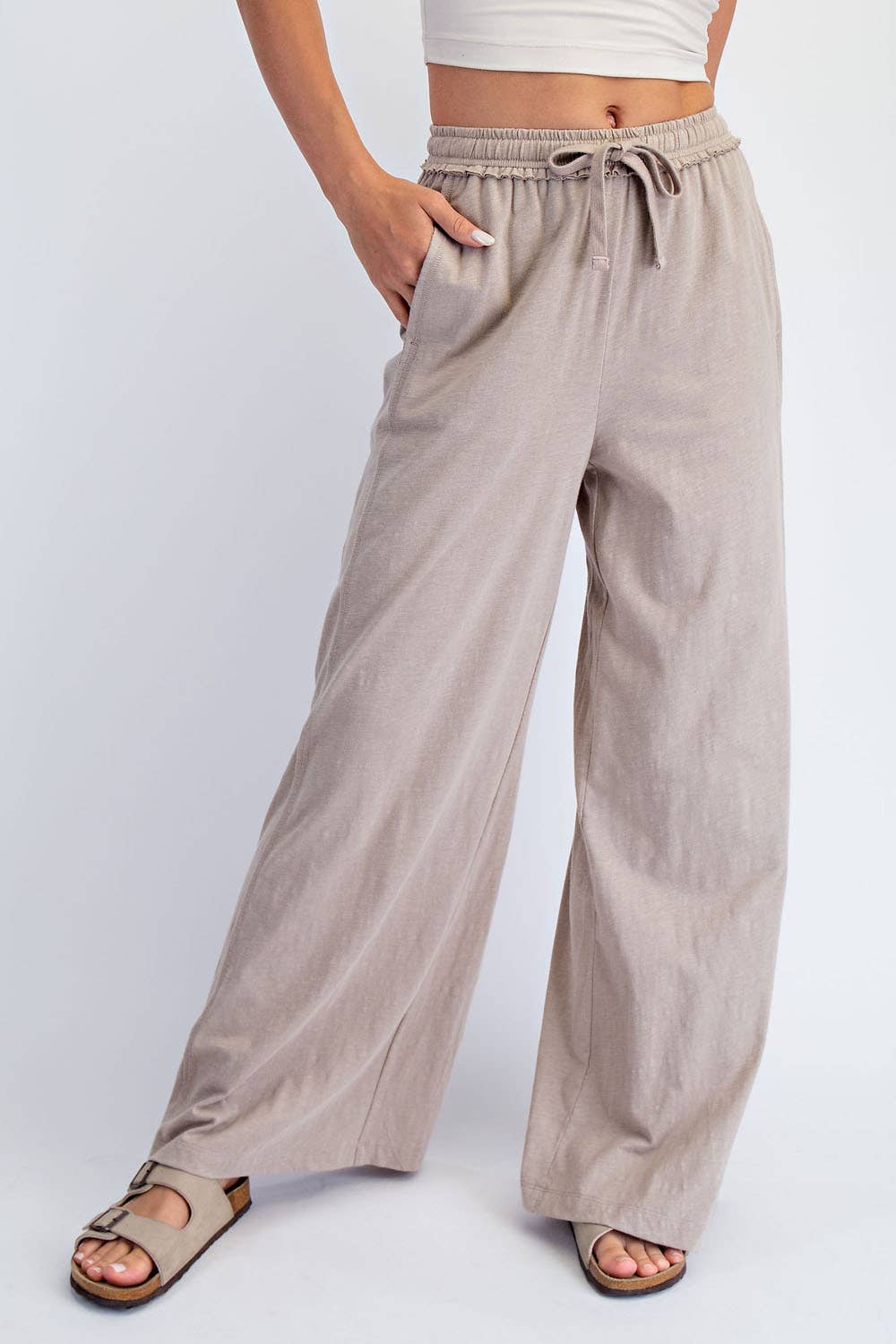 COTTON SLUB LOUNGING WIDE PANT