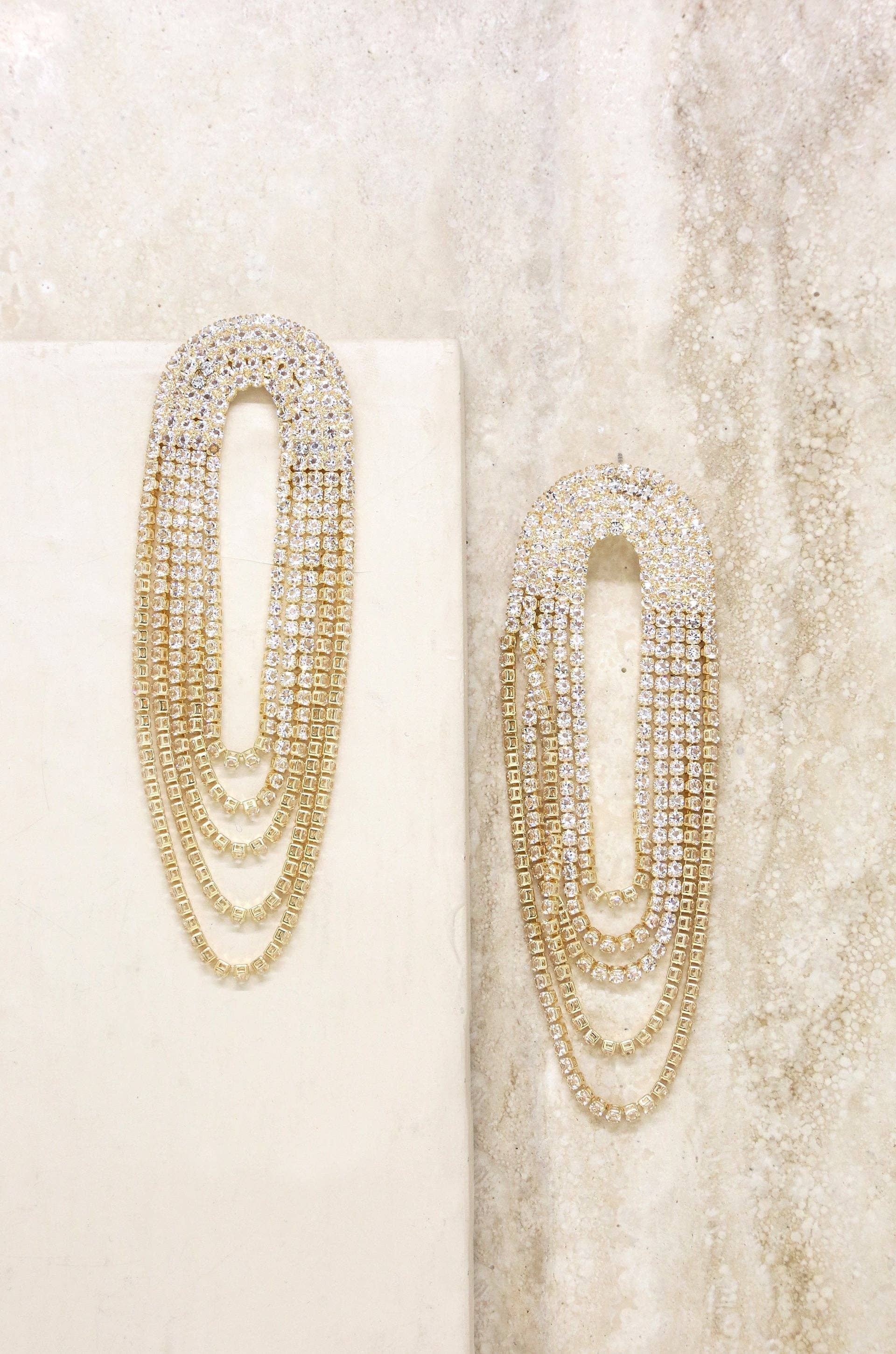 ETTIKA Crystal Drape Fringe Earrings