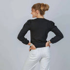 Joanie Subtle Puff Long Sleeve Tee Black