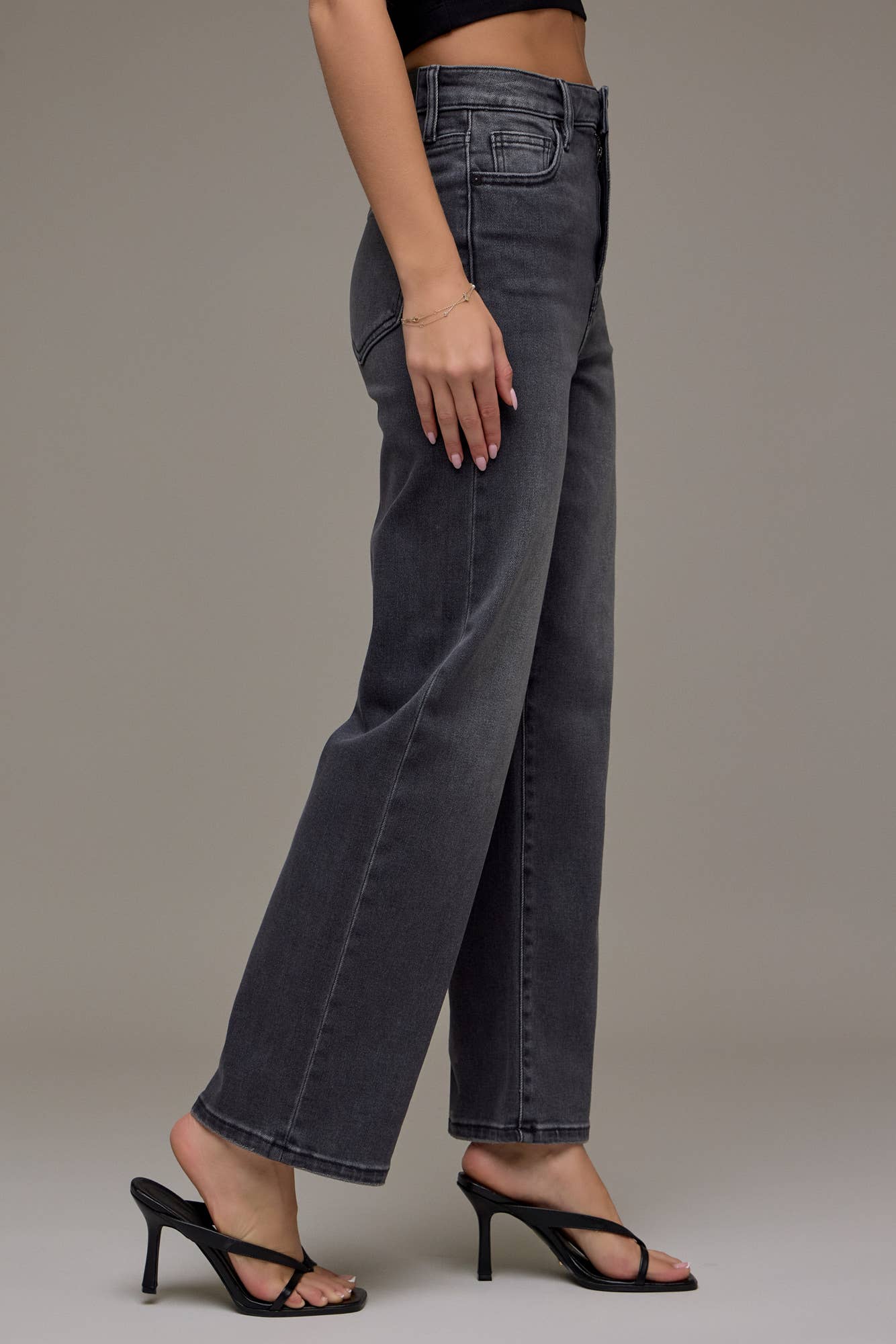 Hidden Jeans Charcoal Wash Clean Stretch Wide Straight