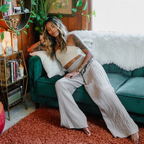 Lotus & Luna Stone Wide Leg Cotton Pants