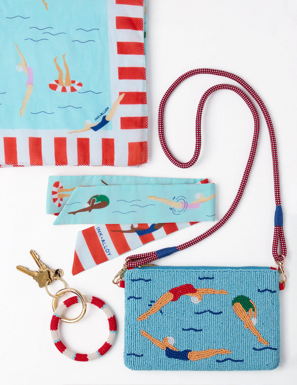 INK+ALLOY Camile Skinny Scarf Swimmer Print