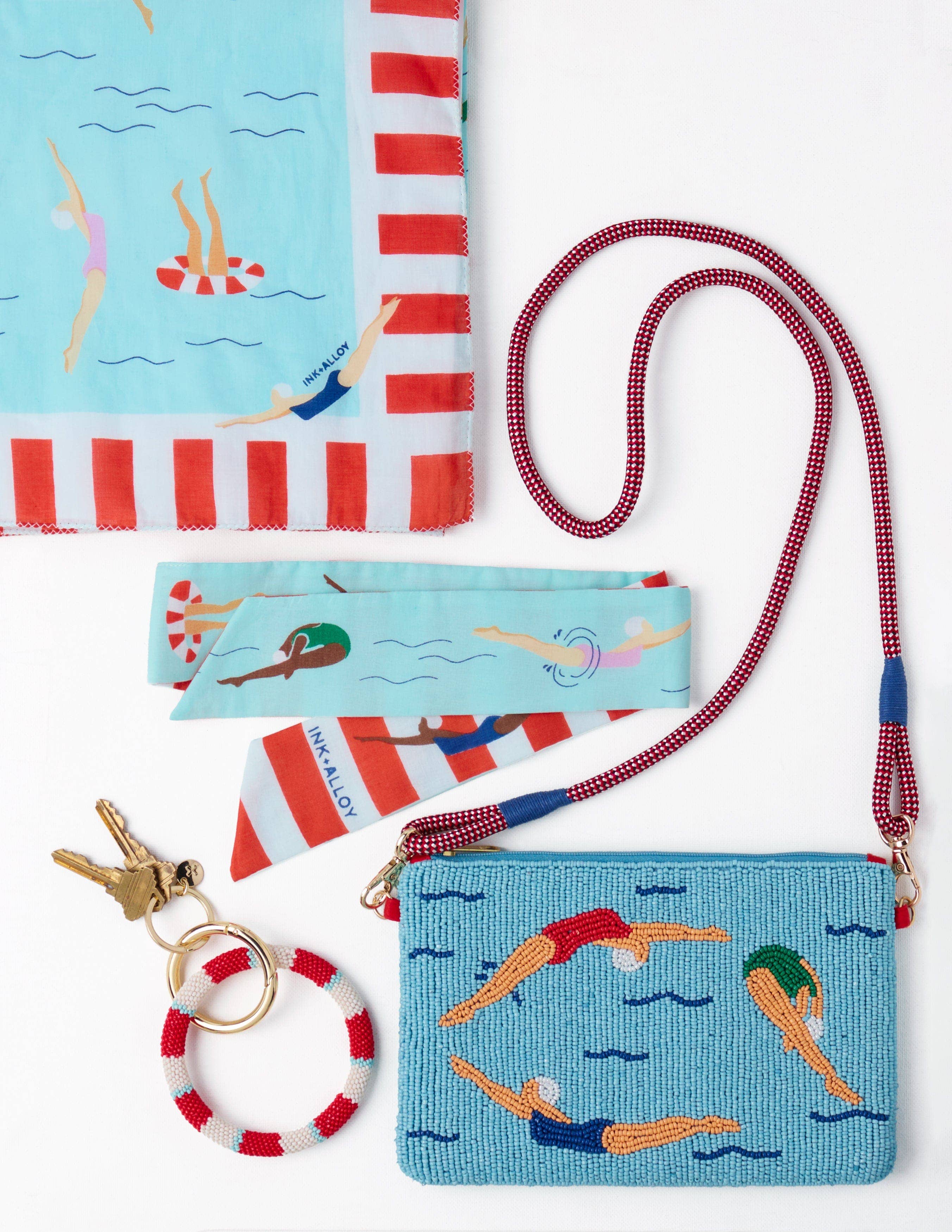 INK+ALLOY Camile Skinny Scarf Swimmer Print