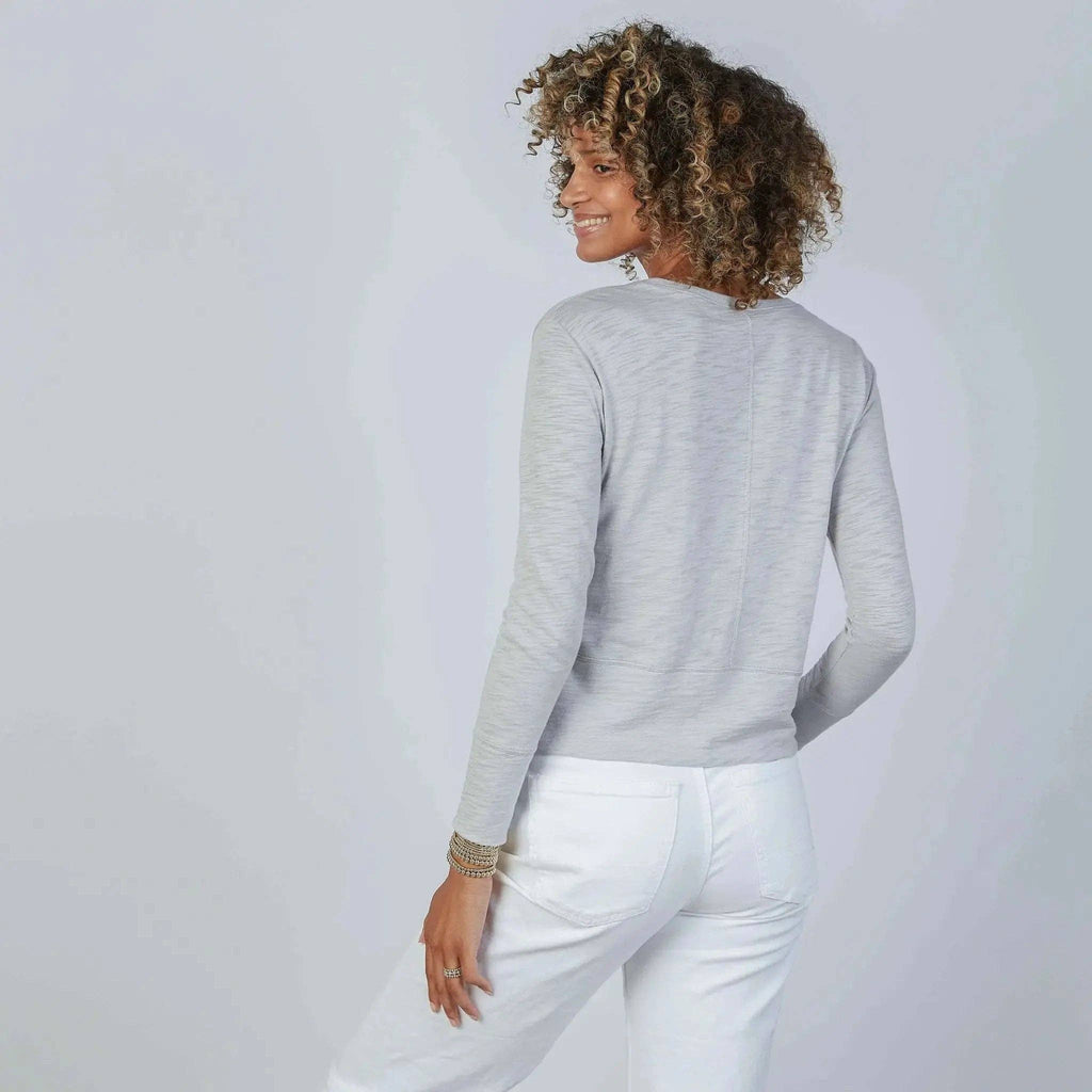 Celia Perfect Length Tee in Light Gray - Long Sleeve