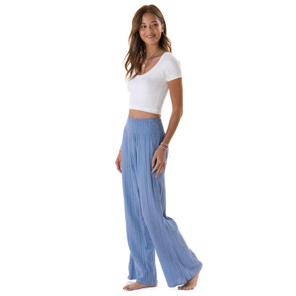 Lotus and Luna Denim Blue Wide Leg Cotton Pants