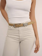 ETTIKA Metal Core Suade Belt in Shiitake