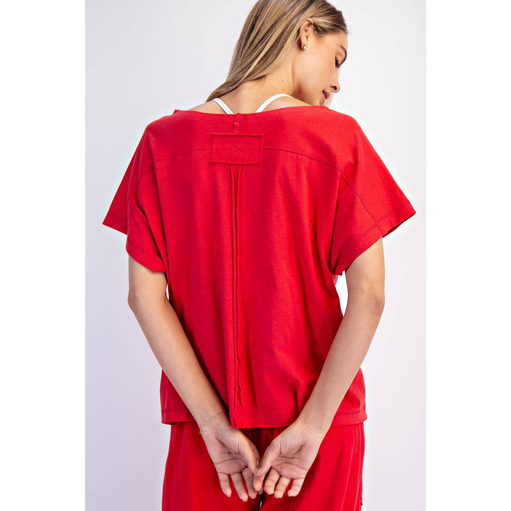 COTTON SLUB OFF-SHOULDER TEE