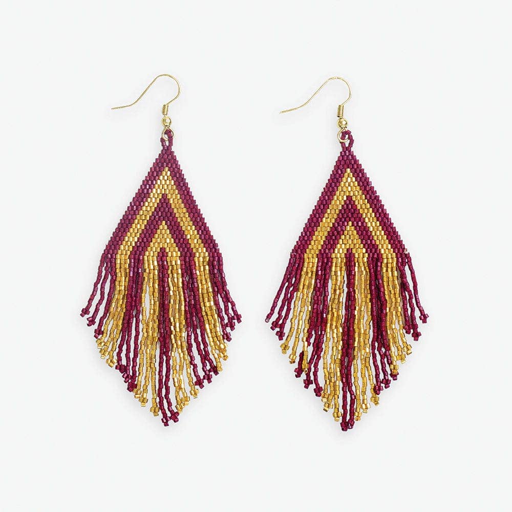 Ink+Alloy FSU Stacked Triangle Beaded Fringe Earrings