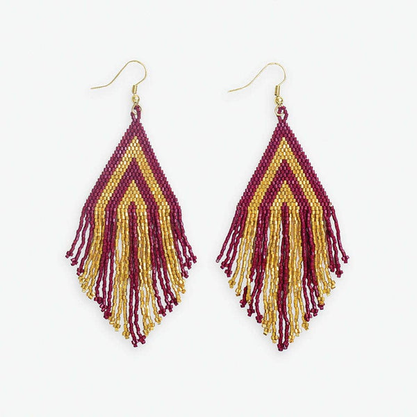 Ink+Alloy FSU Stacked Triangle Beaded Fringe Earrings
