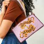 INK + ALLOY Elenor Embroidered Tiger Beaded Bag Purple