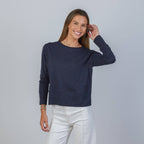 Celia Perfect Length Tee in Navy - Long Sleeve
