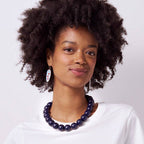 INK+ALLOY Large Resin Bead Necklace Navy