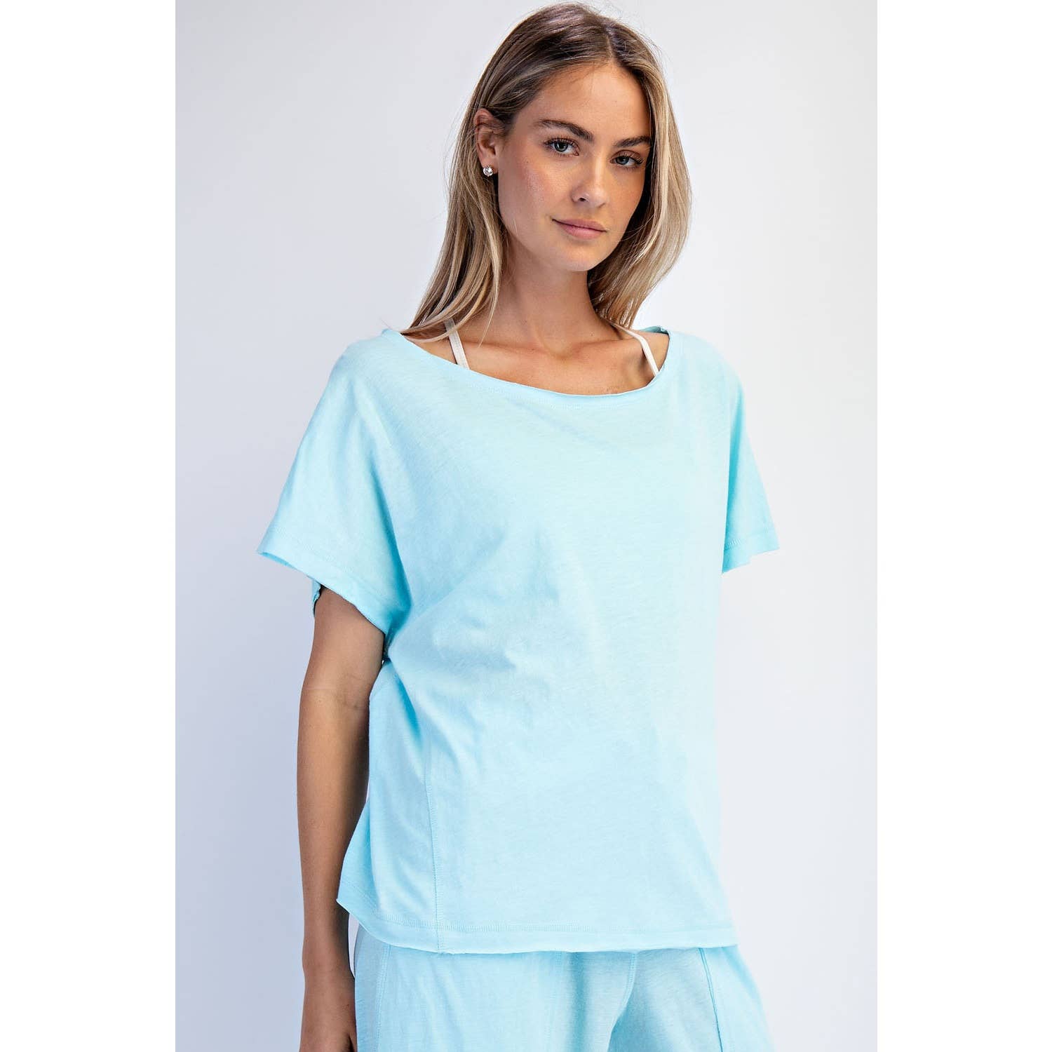 COTTON SLUB OFF-SHOULDER TEE