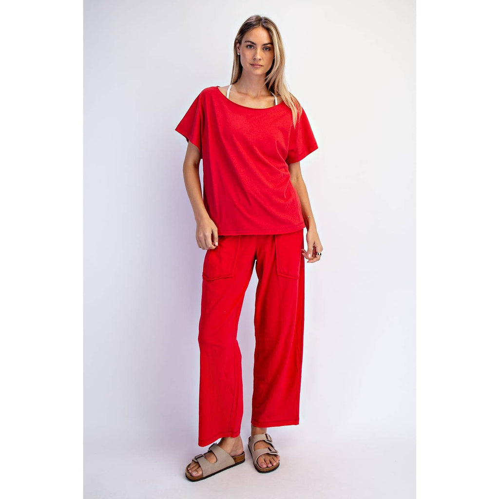 COTTON SLUB OFF-SHOULDER TEE