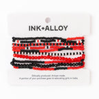 Ink+Alloy Beaded 10 Strand Stretch Bracelet Set Red + Black