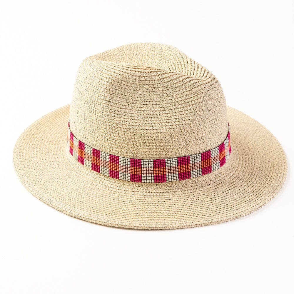 INK+ALLOY Gingham Beaded Hatband Pink