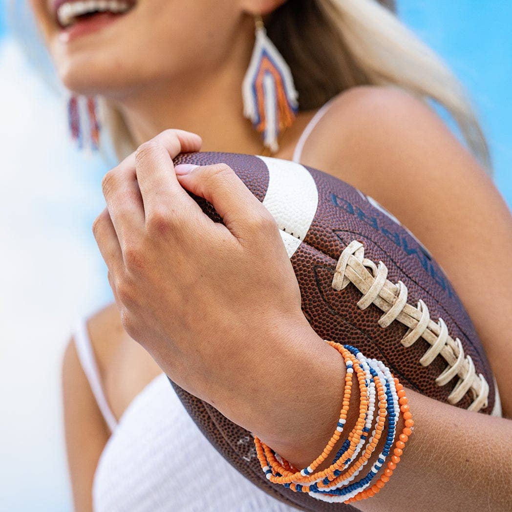 INK+ALLOY Color Block Beaded 10 Strand Bracelets Blue and Orange