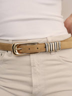 ETTIKA Metal Core Suade Belt in Shiitake
