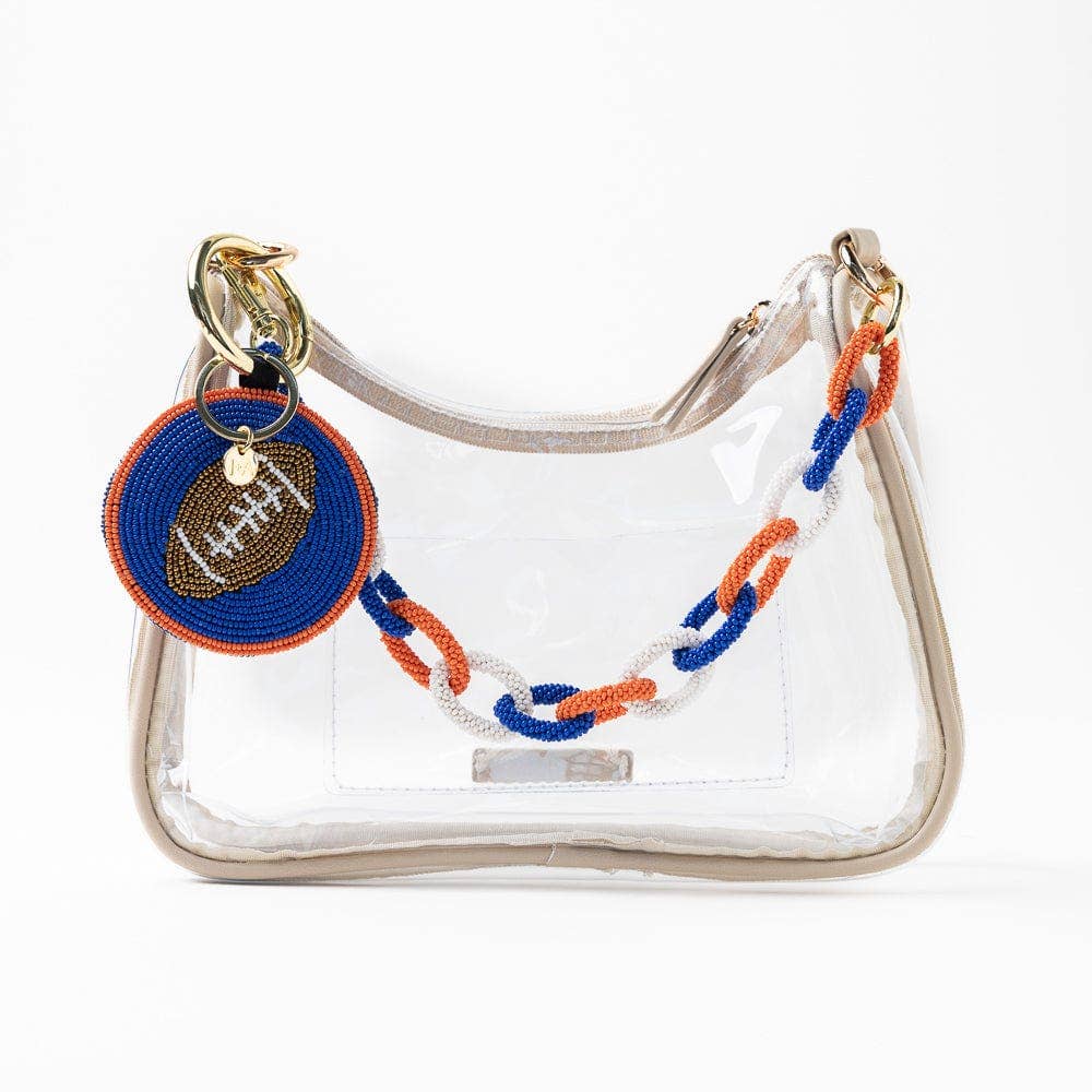 INK+ALLOY Beaded Bag Charm Blue + Orange