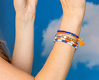 INK+ALLOY  Crystal Stretch Tassel Bracelet Blue + Orange