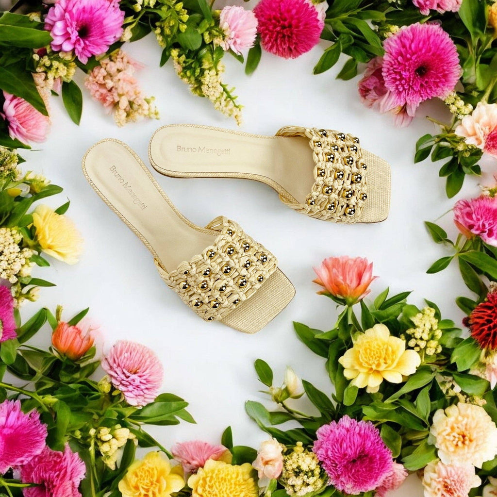 Bruno Menegatti Raffia Slide Natural