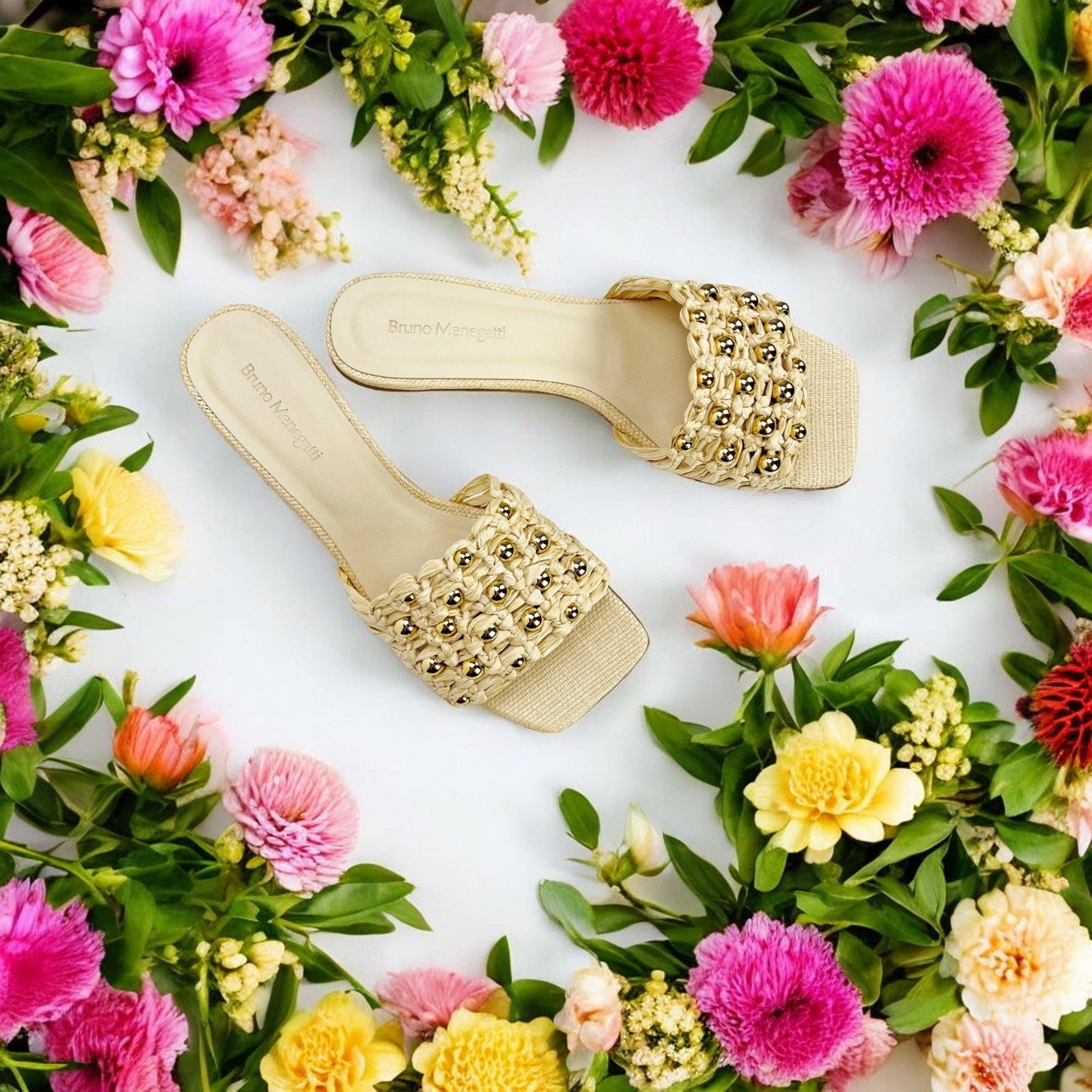 Bruno Menegatti Raffia Slide Natural