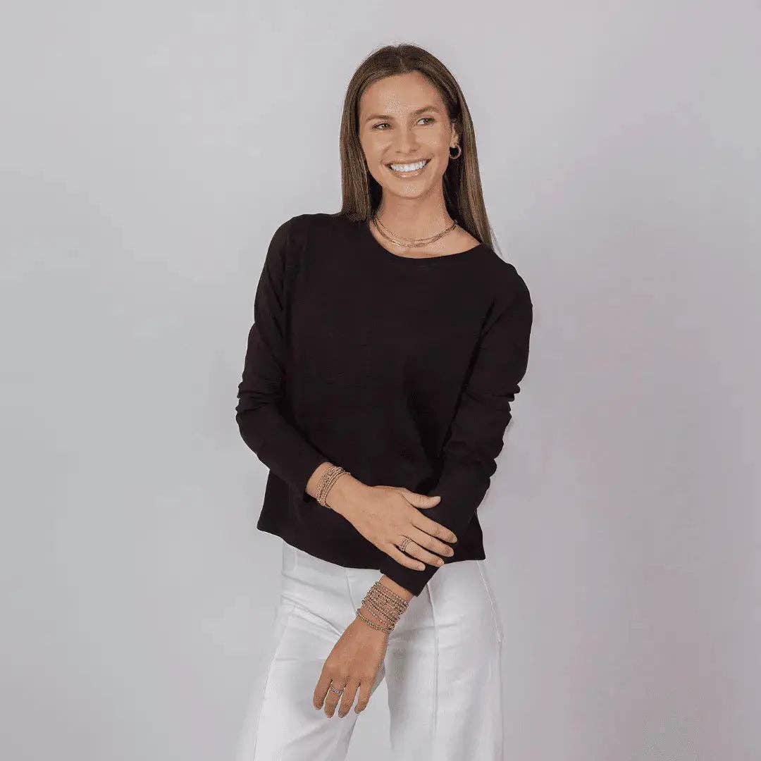 Celia Perfect Length Tee in Black - Long Sleeve