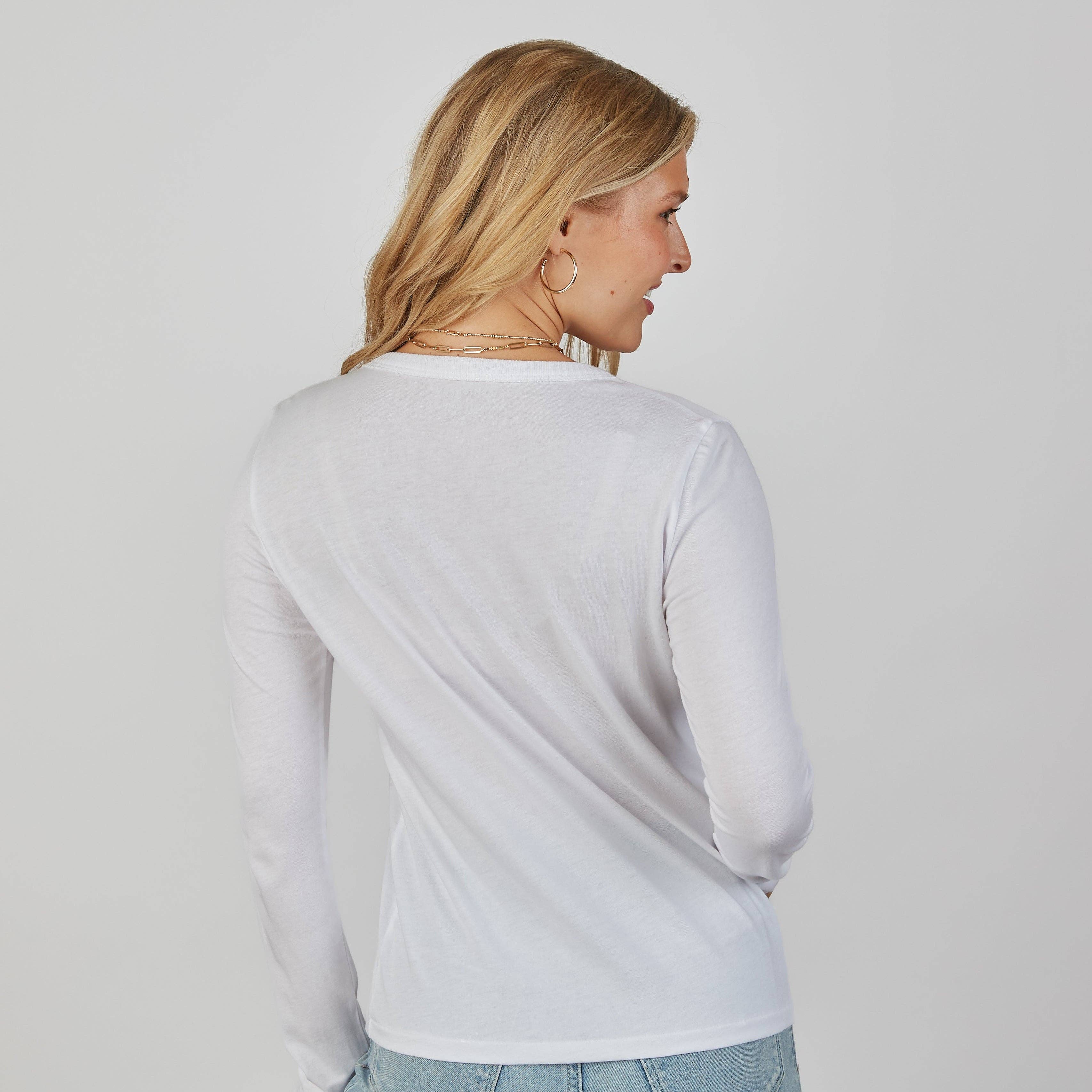 Weekender Tee in White - Long Sleeve
