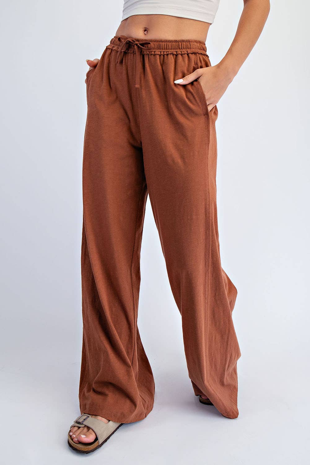 COTTON SLUB LOUNGING WIDE PANT