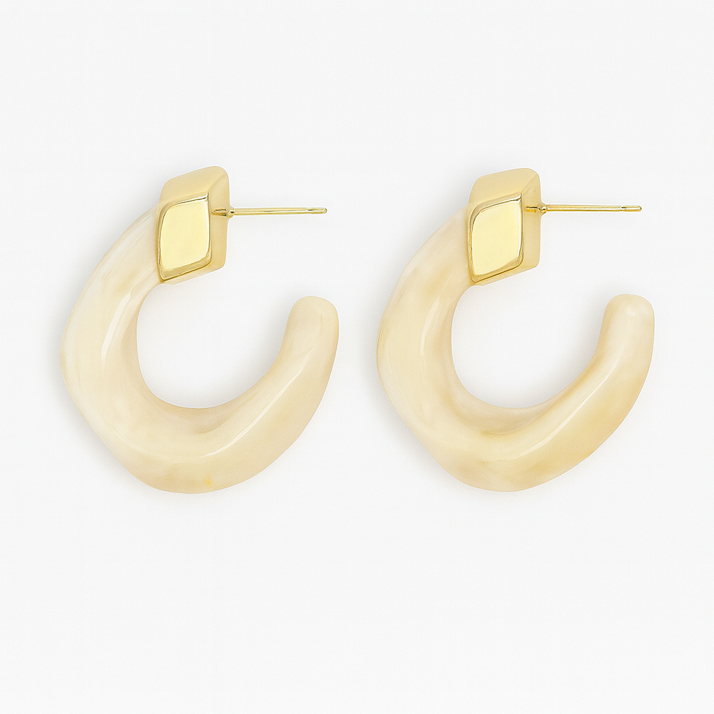 Kaia Hoops - Beige Sahira Jewelry Design
