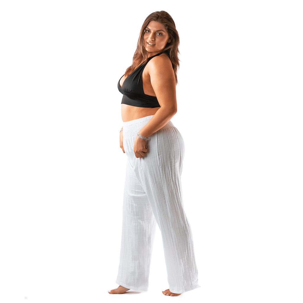 Lotus and Luna White Wide Leg Cotton Pants