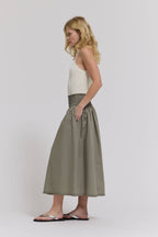 Grade & Gather Eyelet Trim Smocked Waist Cotton Skirt